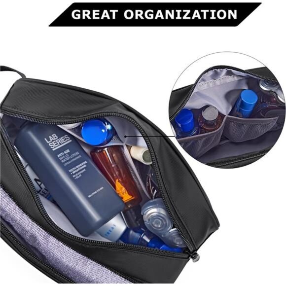 Toiletry Bag for Men,Travel Toiletry Organizer Dopp Kit Water-resistant Shaving - Picture 2 of 7